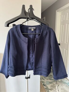 Karl Lagerfeld Navy and Black Textured Jacket